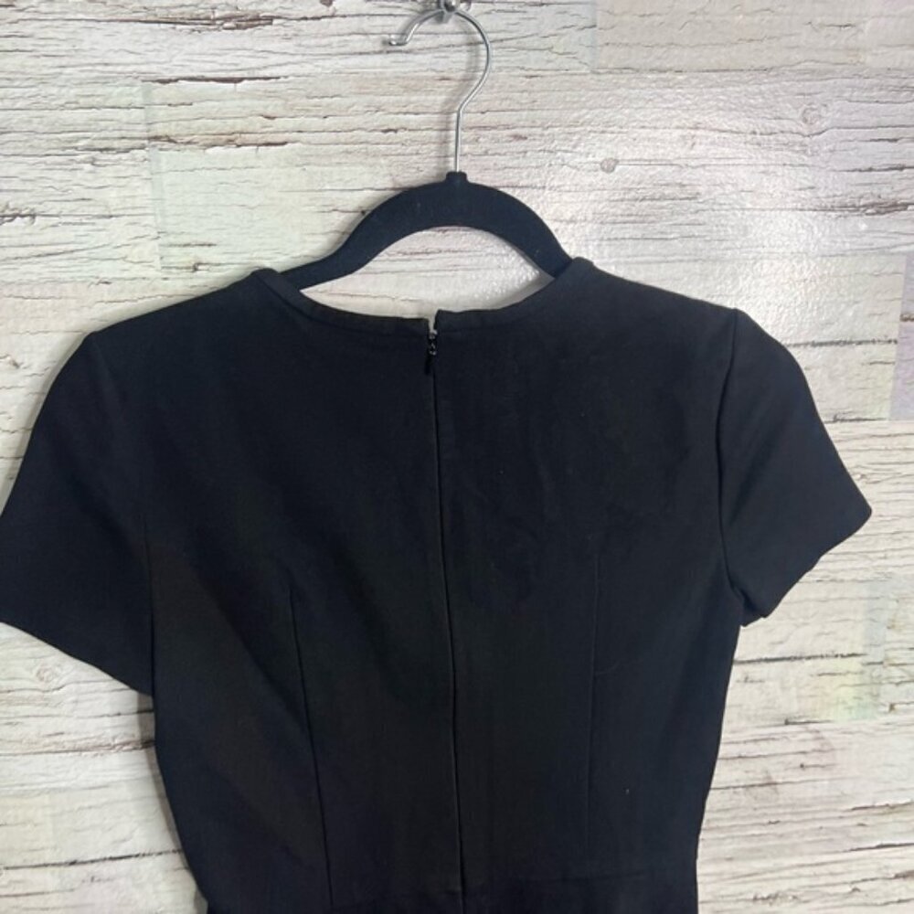 DKNY black dress tee shirt faux leather size 2 - Picture 7 of 9